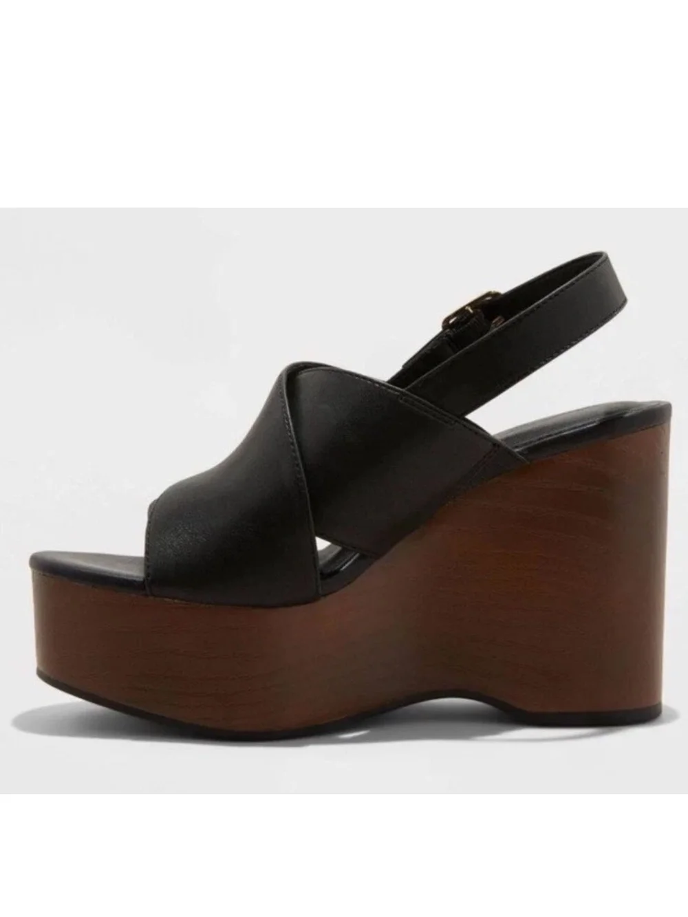 Universal Thread Womens Black Crisscross Platform Wedge Sandals Memory Foam 7.5